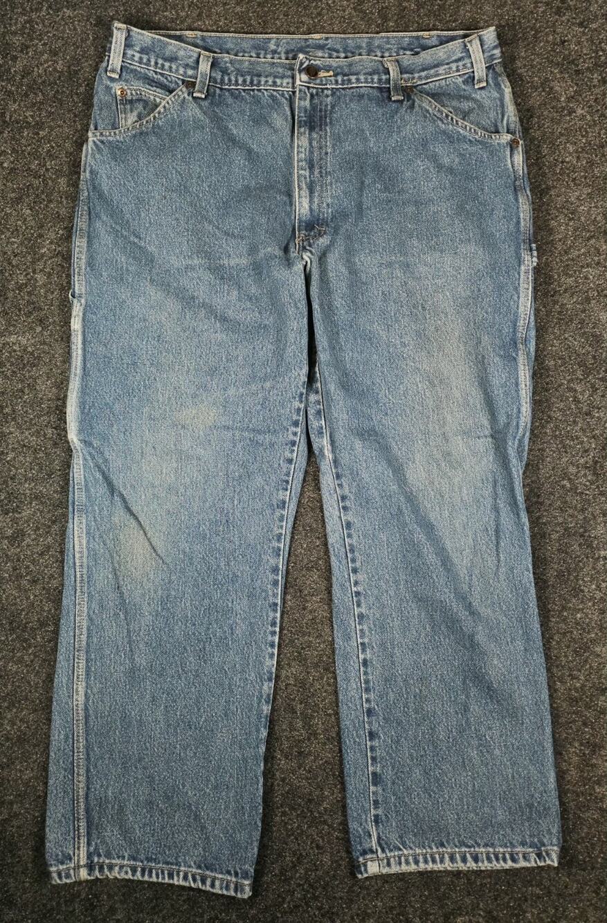Dickies Mens 36x34 Light Wash Relaxed Fit Workwear Jeans Distressed Faded